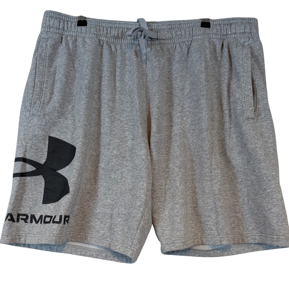 Under Armour Mens XXL Gray Rival Fleece Athletic Shorts Drawstring Athleisure